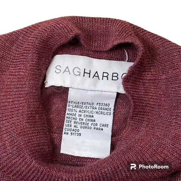 Sag Harbor Lightweight Short Sleeve Mock Neck Heather Red Purple Sweater Size XL - Picture 2 of 4